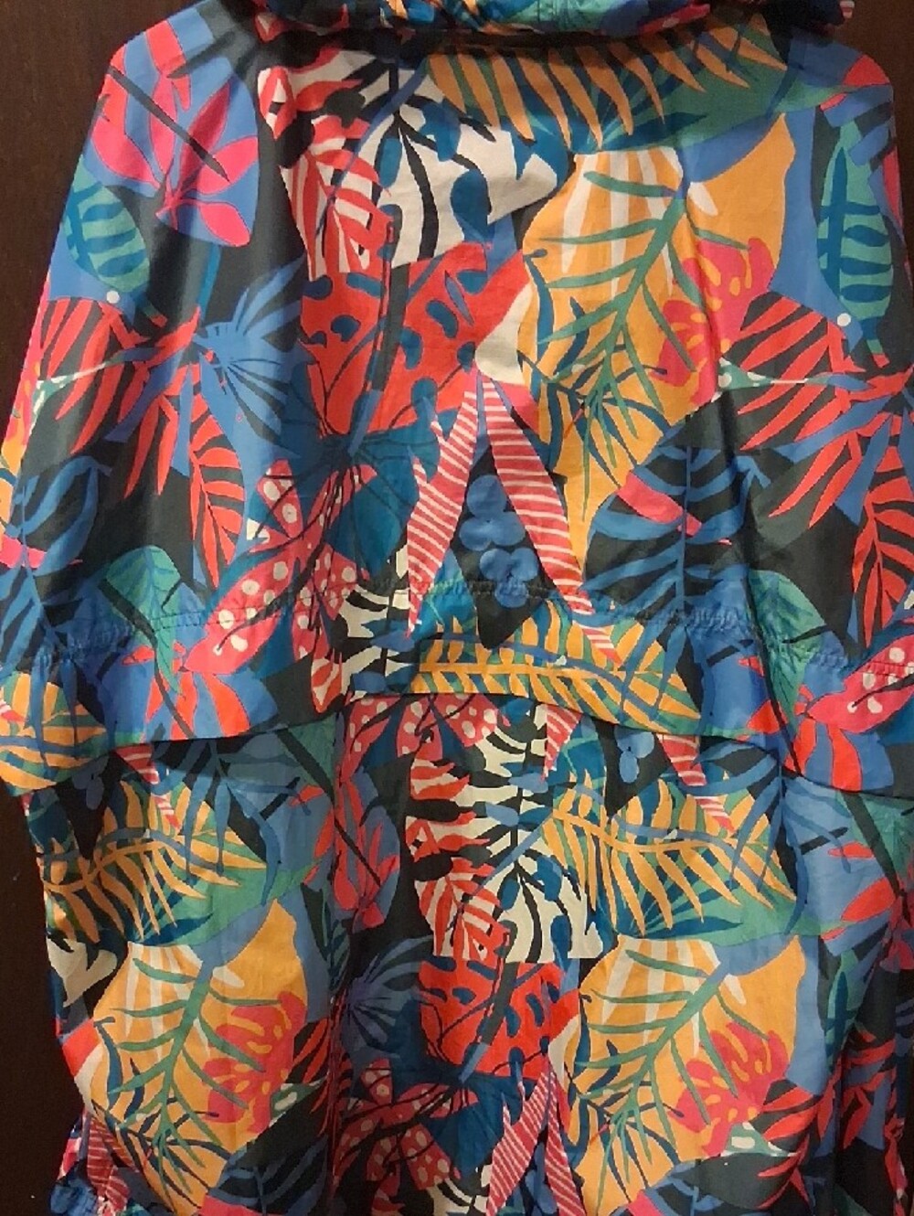 Lauren James Tropical Print Anorak Windbreaker Hood Folds Up Into Pouch Size XL - Picture 13 of 15